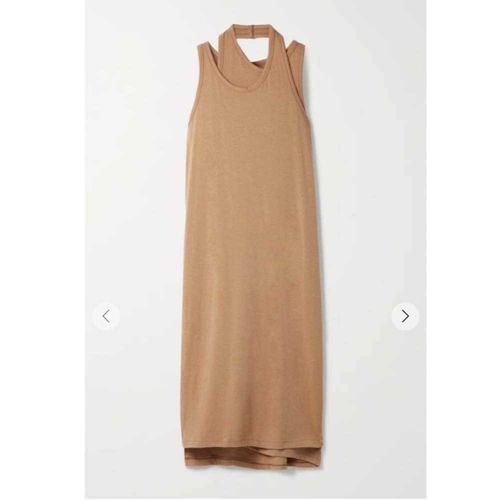NWT FRANKIE SHOP Dress Layered cotton-blend jersey camel midi - Picture 2 of 3